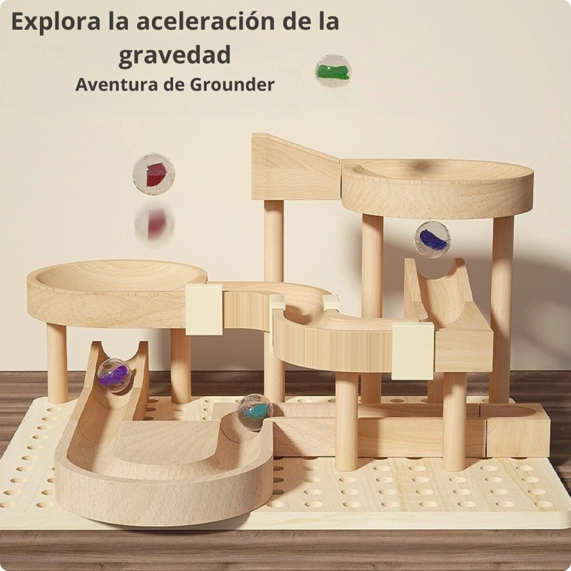 CIRCUITO DE CANICAS DE MADERA JUEGO DE MONTESSORI - 6