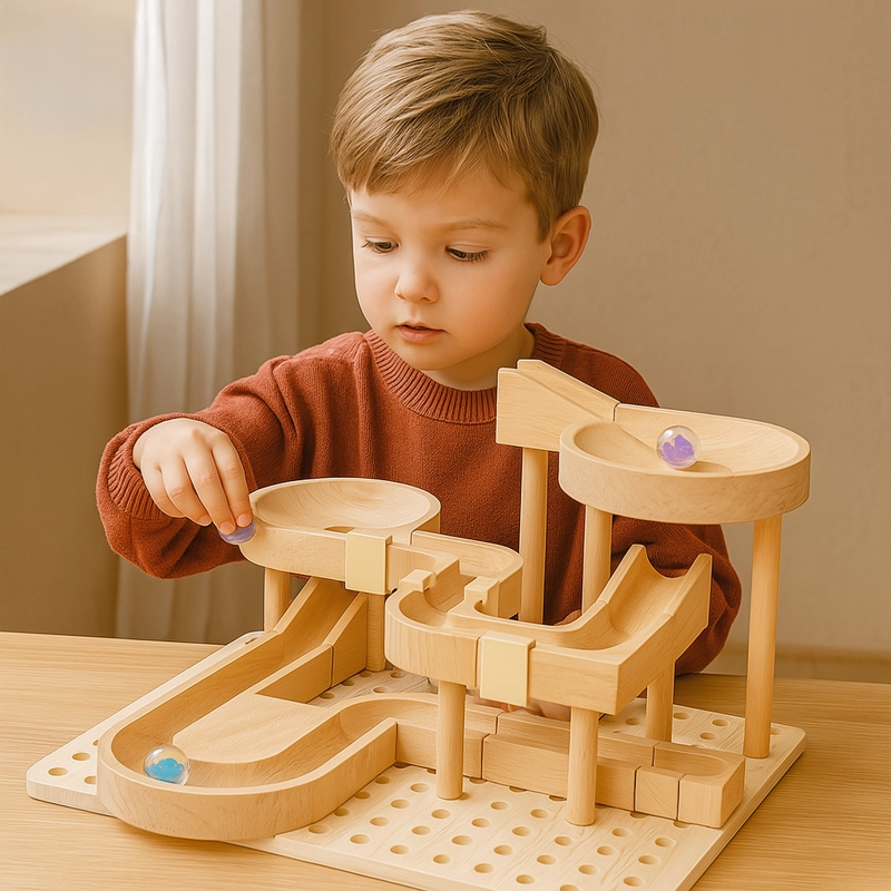 CIRCUITO DE CANICAS DE MADERA JUEGO DE MONTESSORI - 7