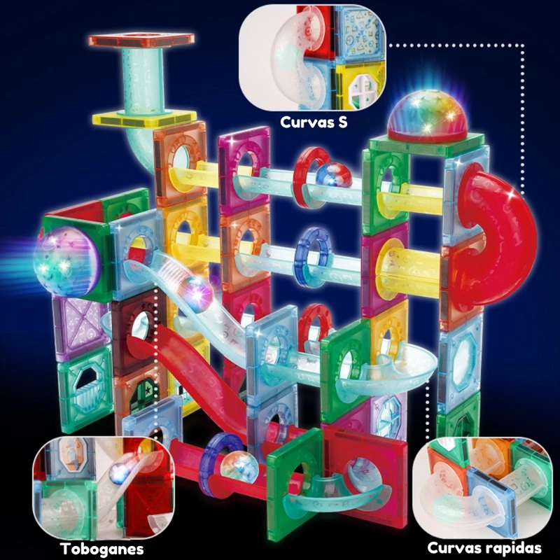 JUEGO DE BLOQUES MAGNE TICOS LUCES Y TOBOGANES – 220 PIEZAS - 4