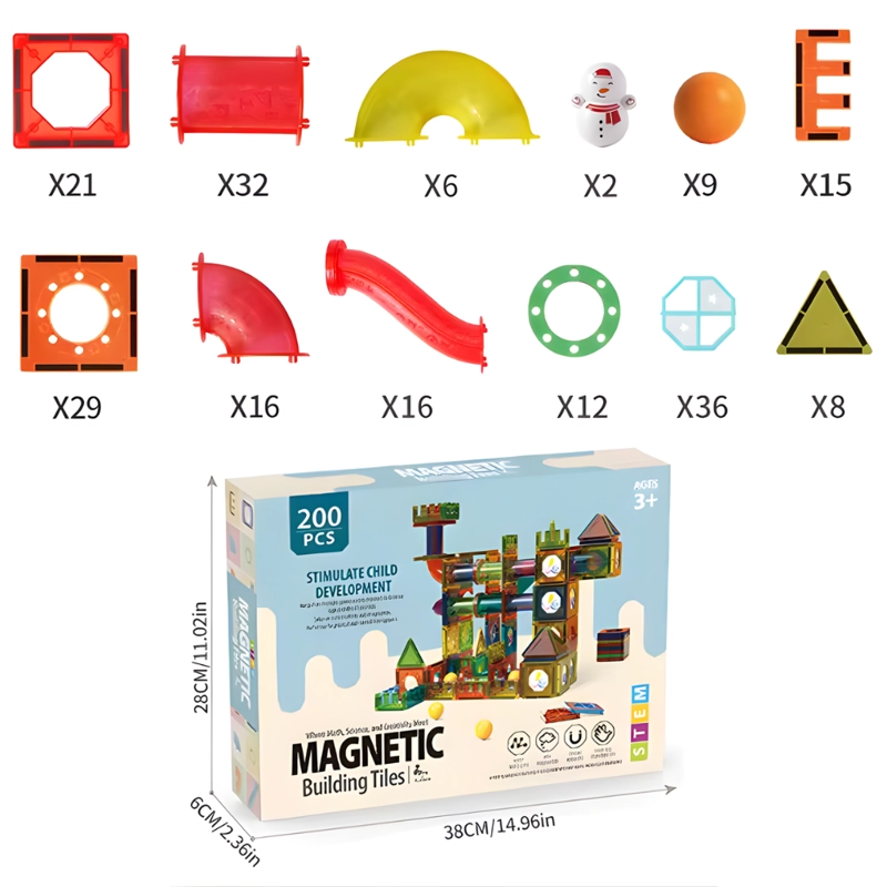 JUEGO DE BLOQUES MAGNE TICOS CON TOBOGANES – 200 PIEZAS - 7