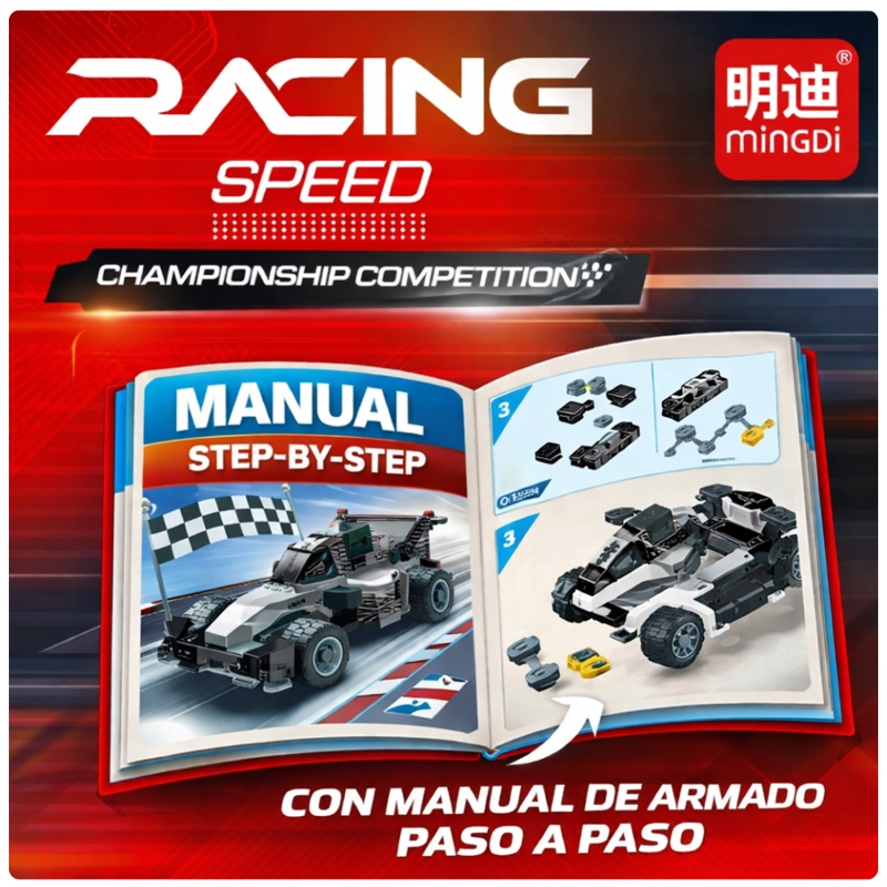 AUTO DE CARRERAS PARA ARMAR 284 PIEZAS RACING SPEED - 5
