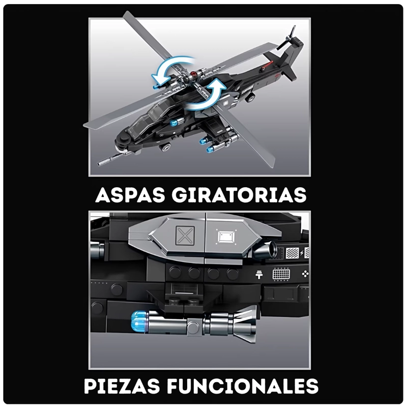 HELICOPTERO MILITAR ARMABLE 300 PIEZAS – MILITARY HELICOPTER K2062 STEM - 3