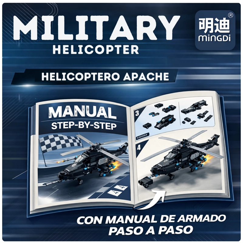 HELICOPTERO MILITAR ARMABLE 300 PIEZAS – MILITARY HELICOPTER K2062 STEM - 5