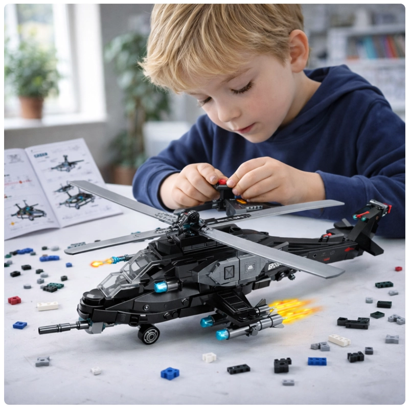 HELICOPTERO MILITAR ARMABLE 300 PIEZAS – MILITARY HELICOPTER K2062 STEM - 7