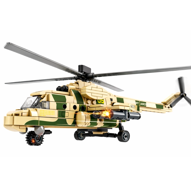 HELICOPTERO MILITAR ARMABLE 313 PIEZAS MI-8 ARMABLE - 1