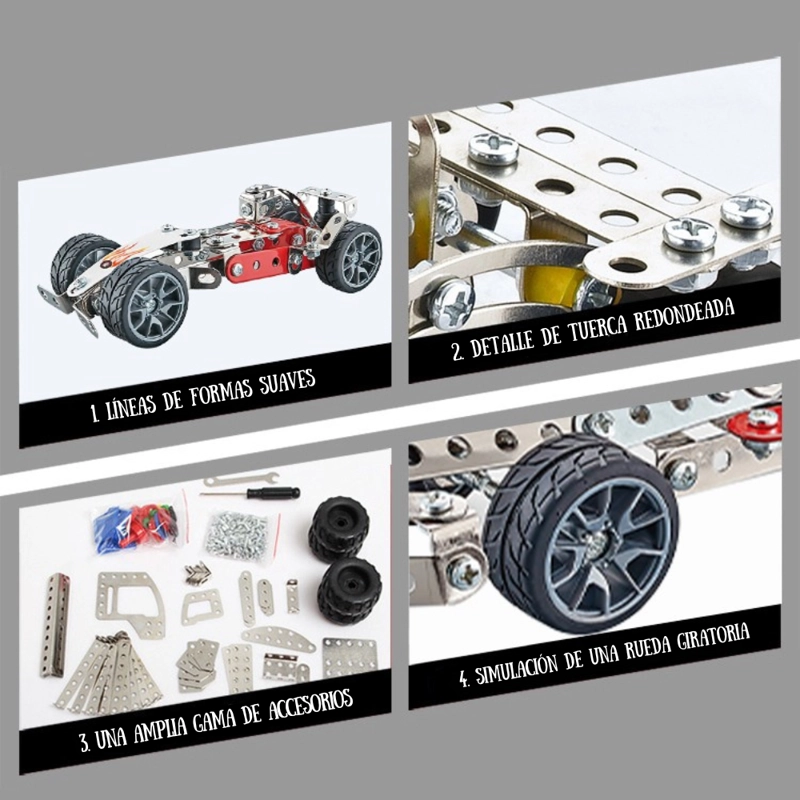 AUTO DE CARRERAS METALICO ARMABLE 105 PIEZAS - 2