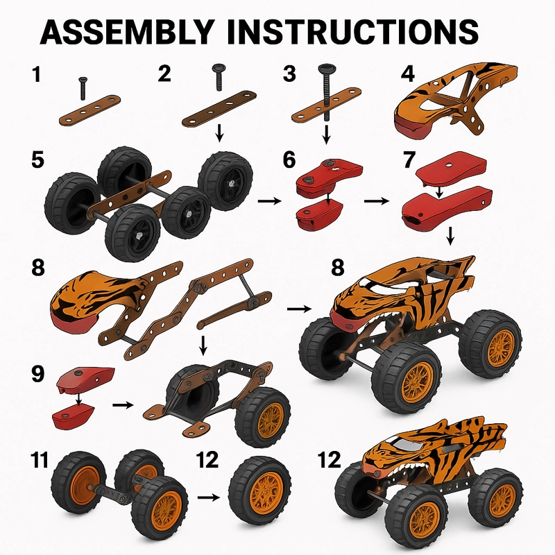 MONSTER TRUCK TIGRE METALICO PERSONALIZABLE 104 PIEZAS - 6