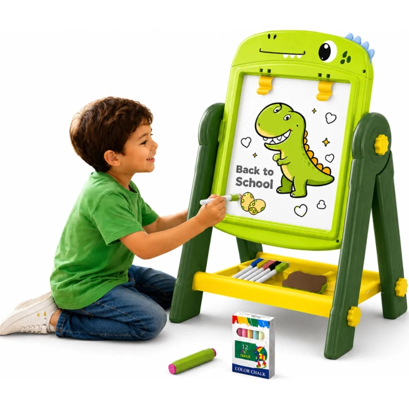 PIZARRA DE DIBUJO INFANTIL 2 EN 1 360° + ACCESORIOS DINOSAURIO - 1