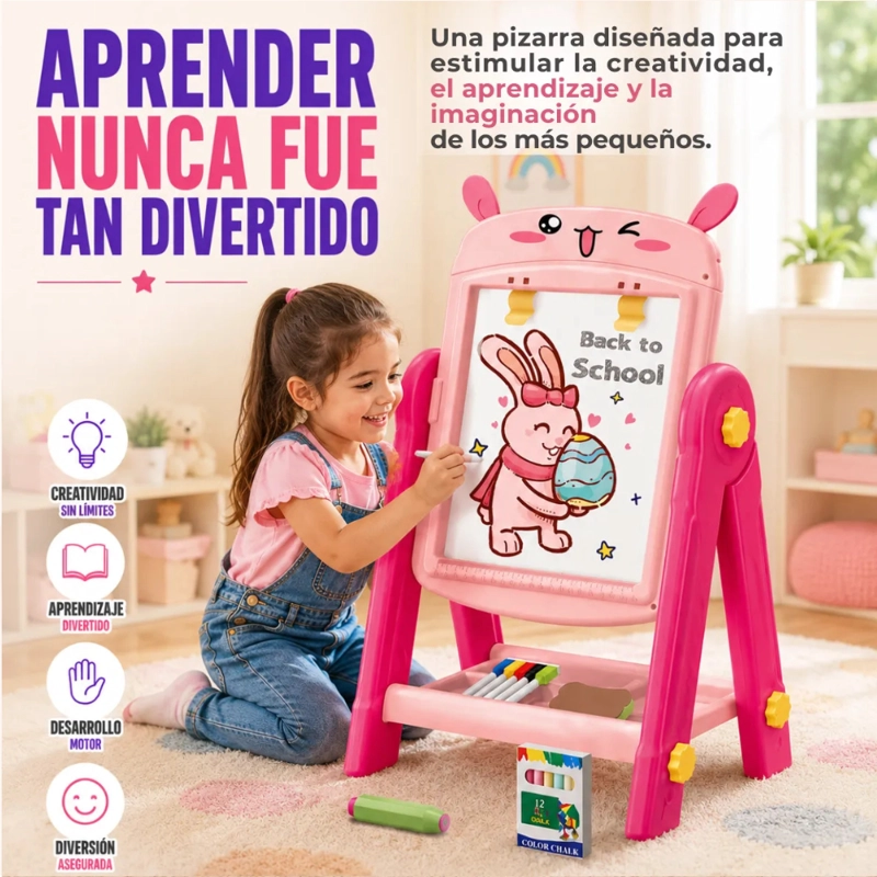 PIZARRA DE DIBUJO INFANTIL 2 EN 1 360° + ACCESORIOS CONEJITO - 6