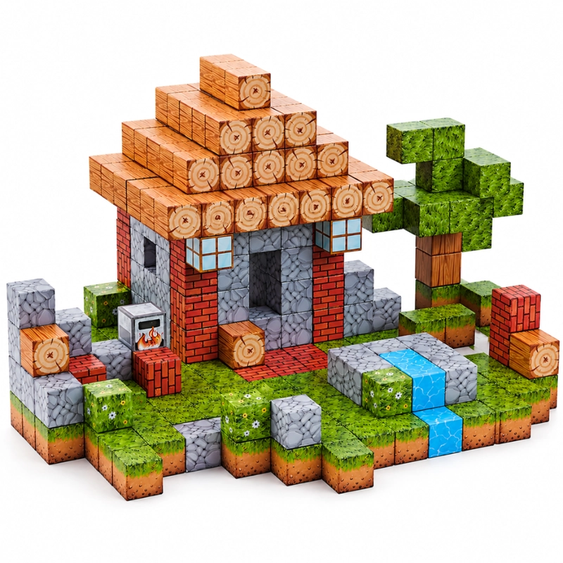 CUBOS MAGNE TICOS TIPO MINECRAFT 312 PIEZAS - 1