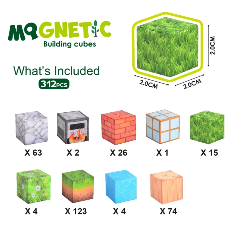 CUBOS MAGNE TICOS TIPO MINECRAFT 312 PIEZAS - 6