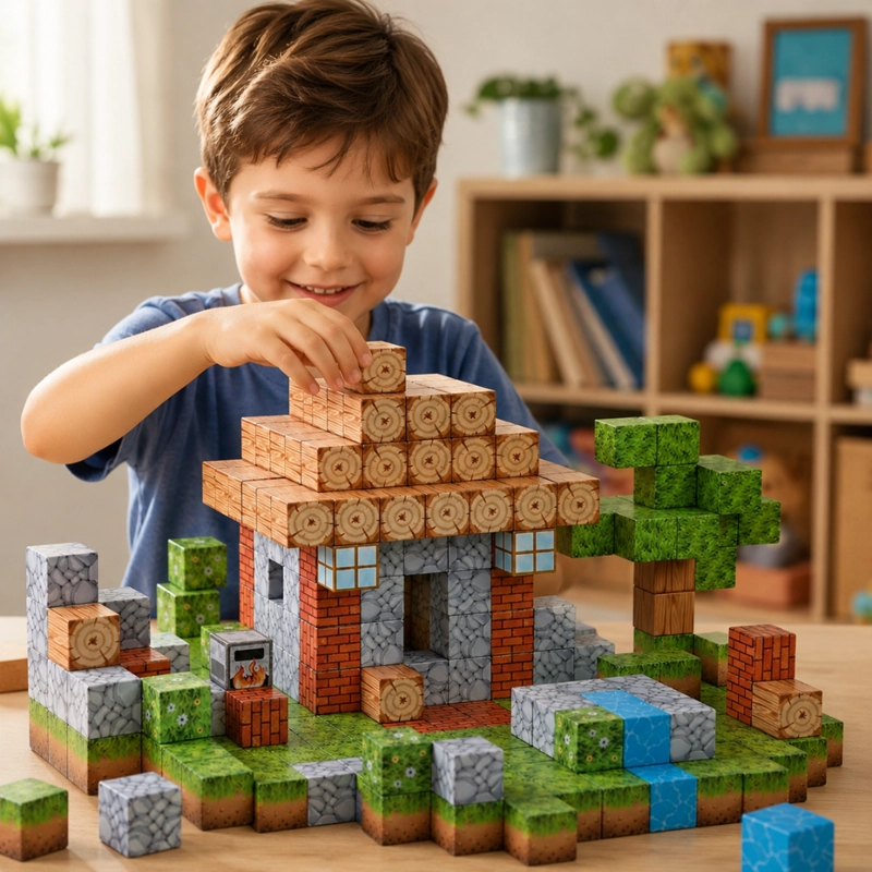 CUBOS MAGNE TICOS TIPO MINECRAFT 312 PIEZAS - 8