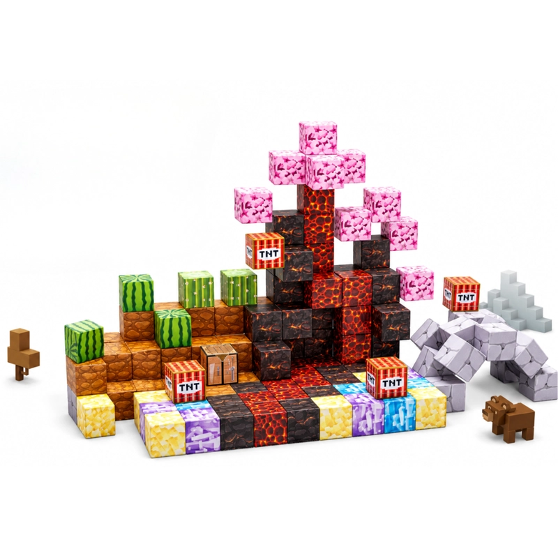 CUBOS MAGNE TICOS TIPO MINECRAFT 116 PIEZAS - 1