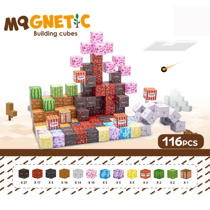 CUBOS MAGNE TICOS TIPO MINECRAFT 116 PIEZAS - 5