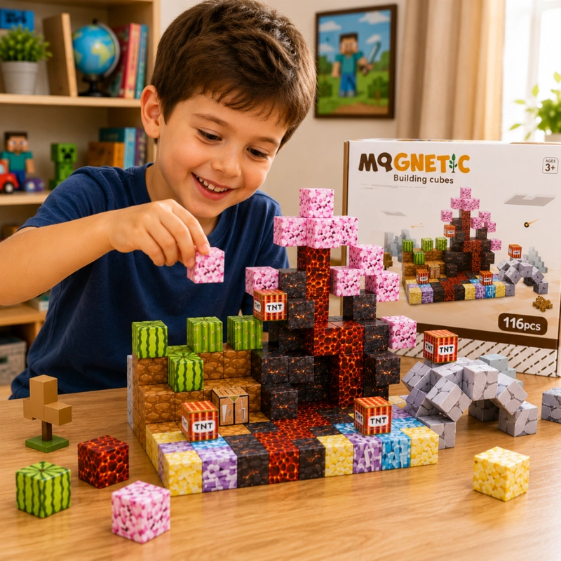 CUBOS MAGNE TICOS TIPO MINECRAFT 116 PIEZAS - 6
