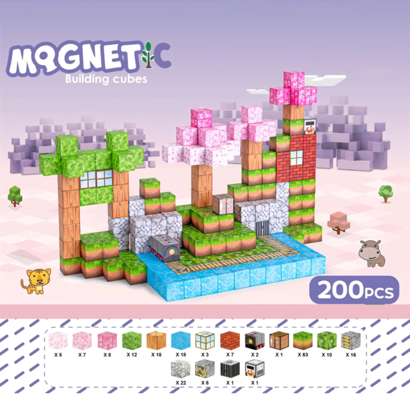 CUBOS MAGNE TICOS TIPO MINECRAFT 200 PIEZAS - 2