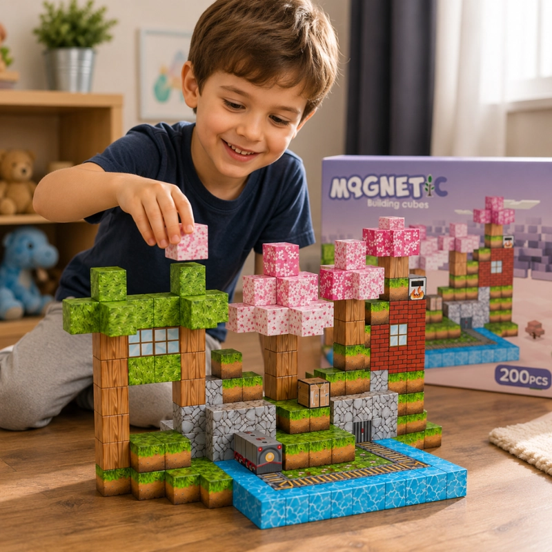 CUBOS MAGNE TICOS TIPO MINECRAFT 200 PIEZAS - 5