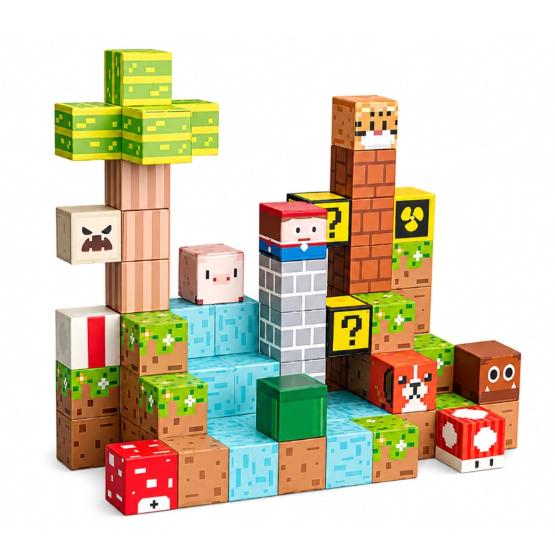 CUBOS MAGNE TICOS TIPO MINECRAFT 75 PIEZAS - 1