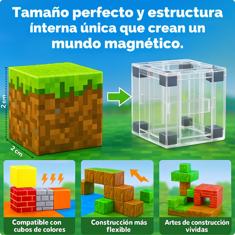 CUBOS MAGNE TICOS TIPO MINECRAFT 75 PIEZAS - 3