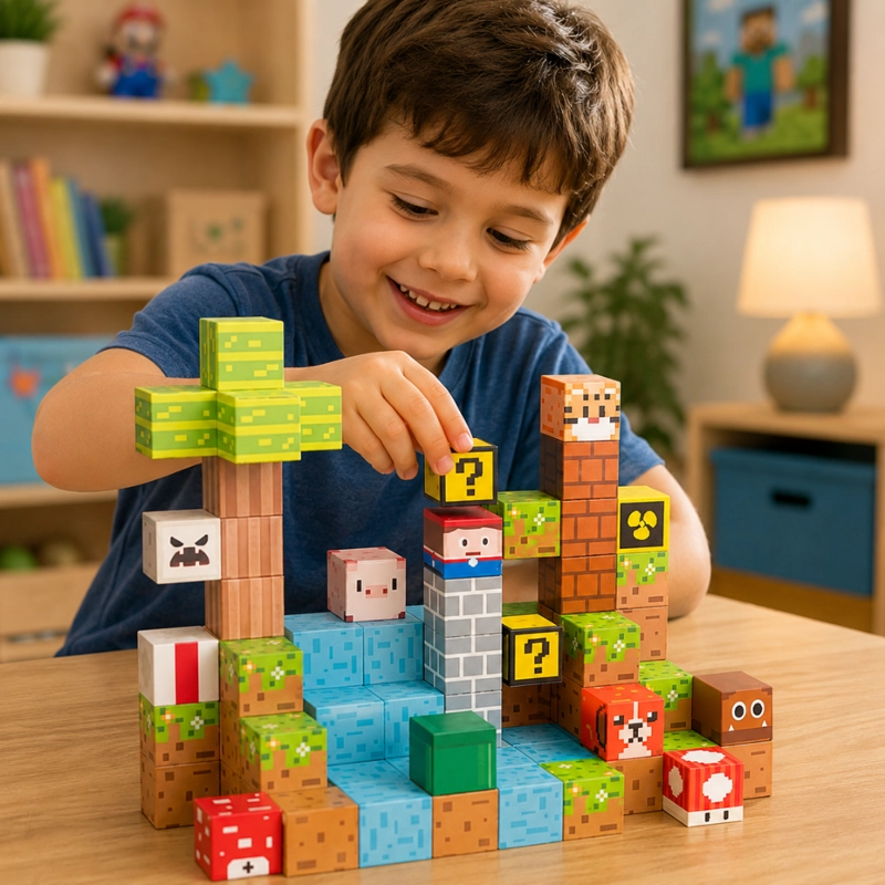 CUBOS MAGNE TICOS TIPO MINECRAFT 75 PIEZAS - 7