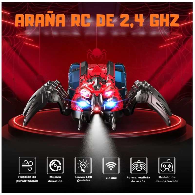 ARAÑA RC 2.4 GHZ CON LUCES LED, MUSICA, PULVERIZADOR Y CONTROL REMOTO - 6