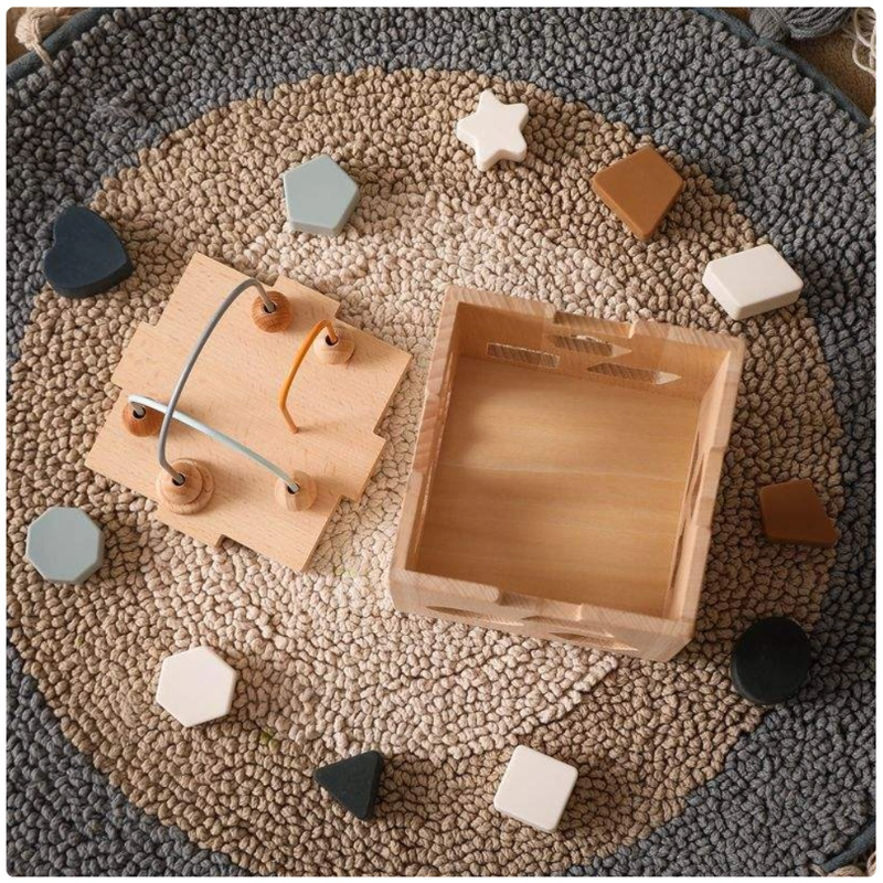 CUBO DIDACTICO MONTESSORI DE MADERA CON ENCAJE DE FIGURAS - 2