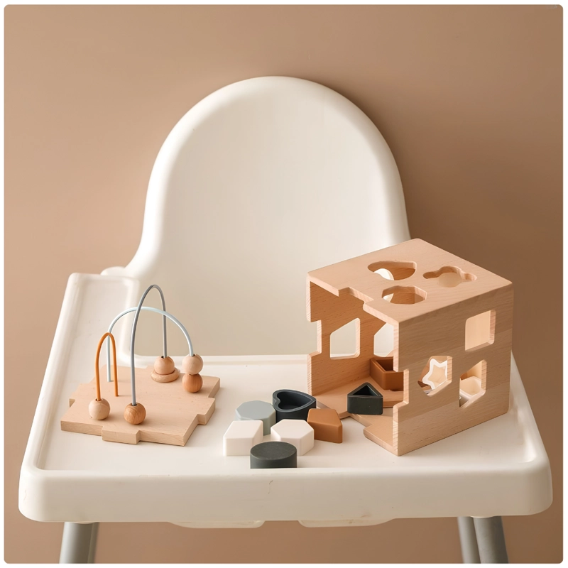 CUBO DIDACTICO MONTESSORI DE MADERA CON ENCAJE DE FIGURAS - 3