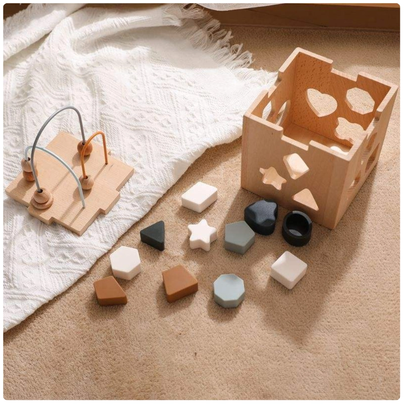 CUBO DIDACTICO MONTESSORI DE MADERA CON ENCAJE DE FIGURAS - 4