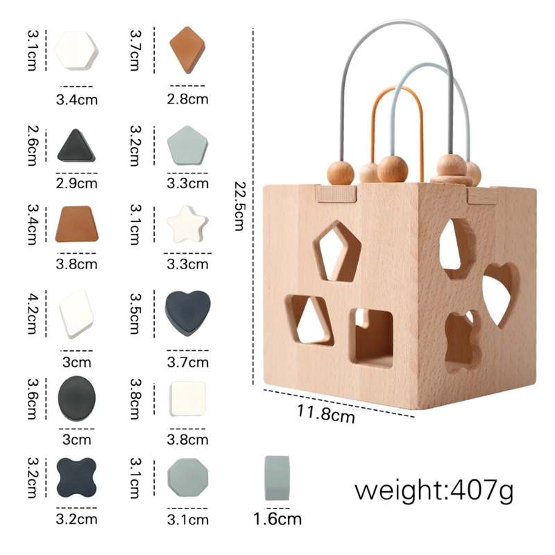 CUBO DIDACTICO MONTESSORI DE MADERA CON ENCAJE DE FIGURAS - 7