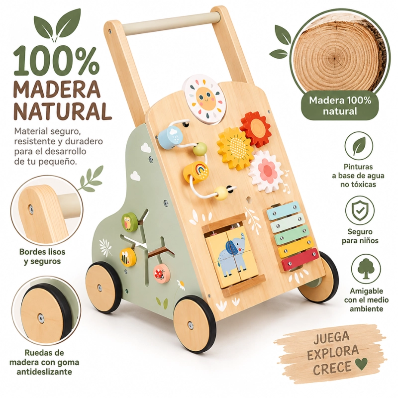 CAMINADOR ANDADOR DE MADERA TOOKY TOY BABY WALKER MONTESSORI 18M+ - 4