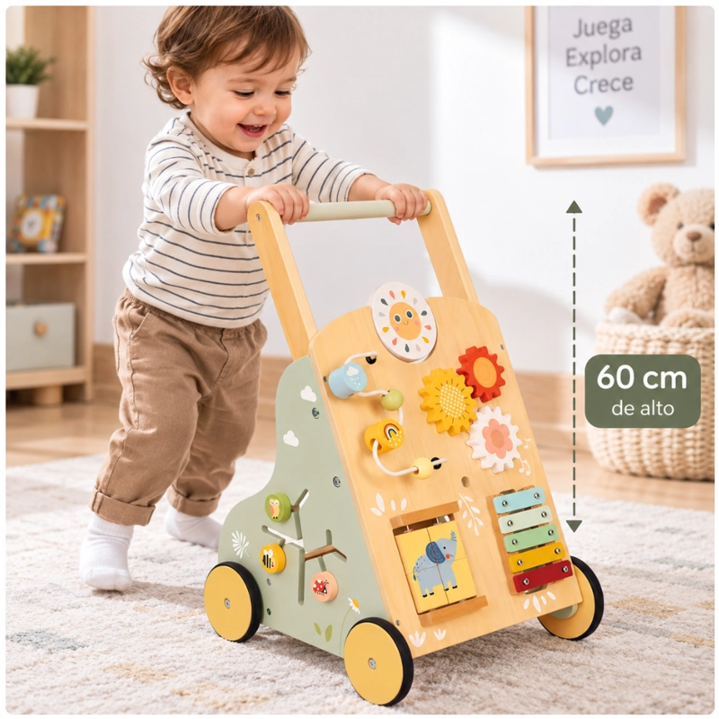 CAMINADOR ANDADOR DE MADERA TOOKY TOY BABY WALKER MONTESSORI 18M+ - 5
