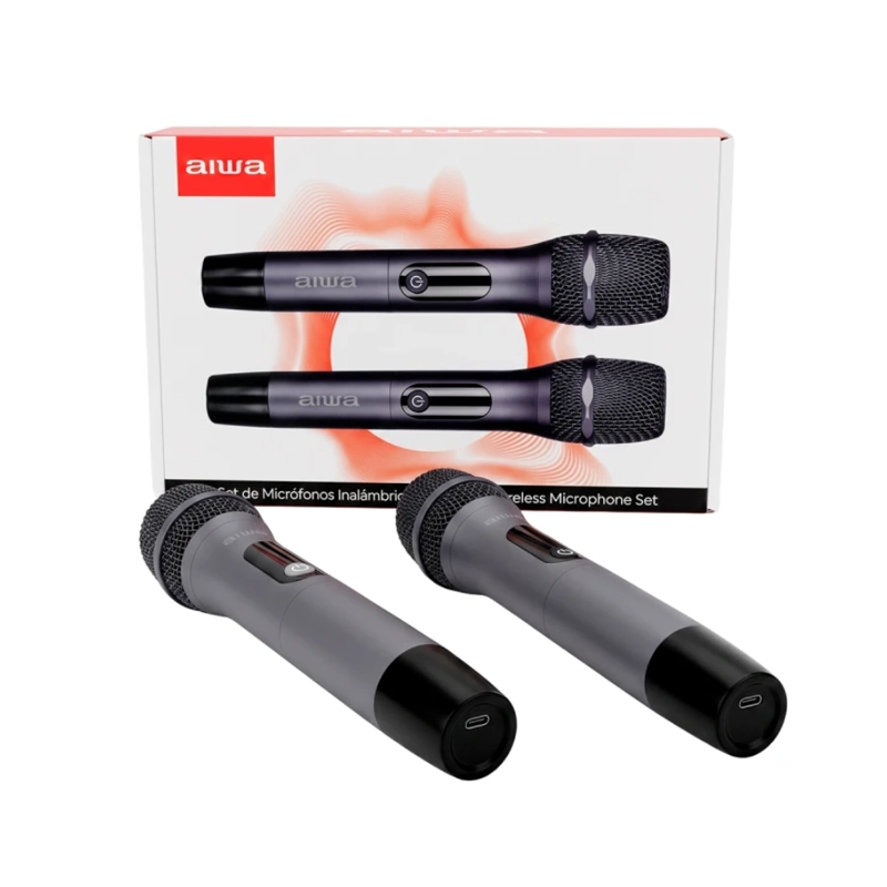MICROFONOS INALAMBRICOS AIWA AW-MK108 PACK 2 UHF RECARGABLES - 6