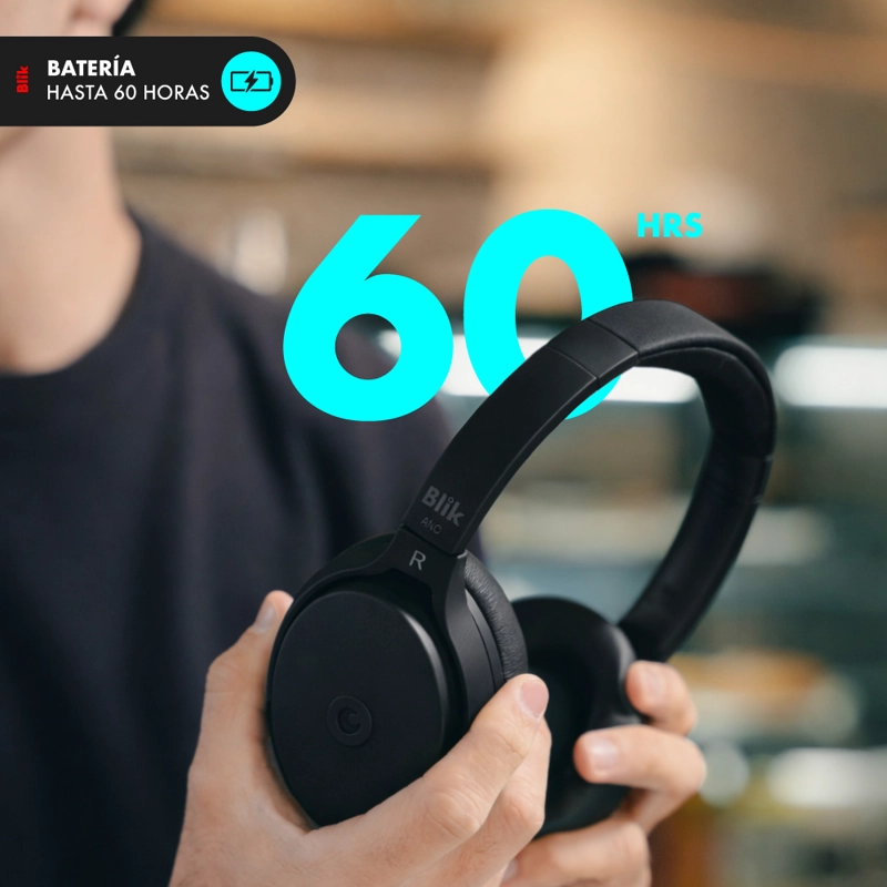 AUDIFONOS BLUETOOTH BLIK NEO CANCELACION DE RUIDO 60H NEGRO - 3