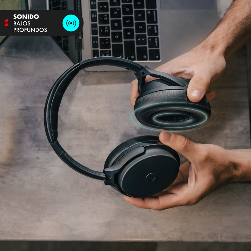 AUDIFONOS BLUETOOTH BLIK NEO CANCELACION DE RUIDO 60H NEGRO - 5