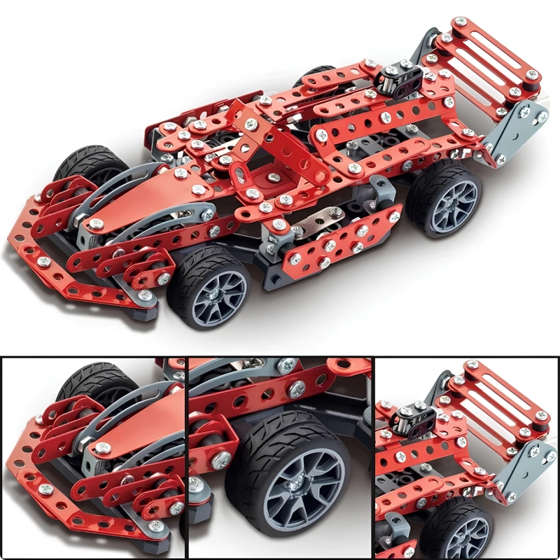 AUTO DE CARRERA ARMABLE DE METAL 287 PIEZAS CON HERRAMIENTAS - 2