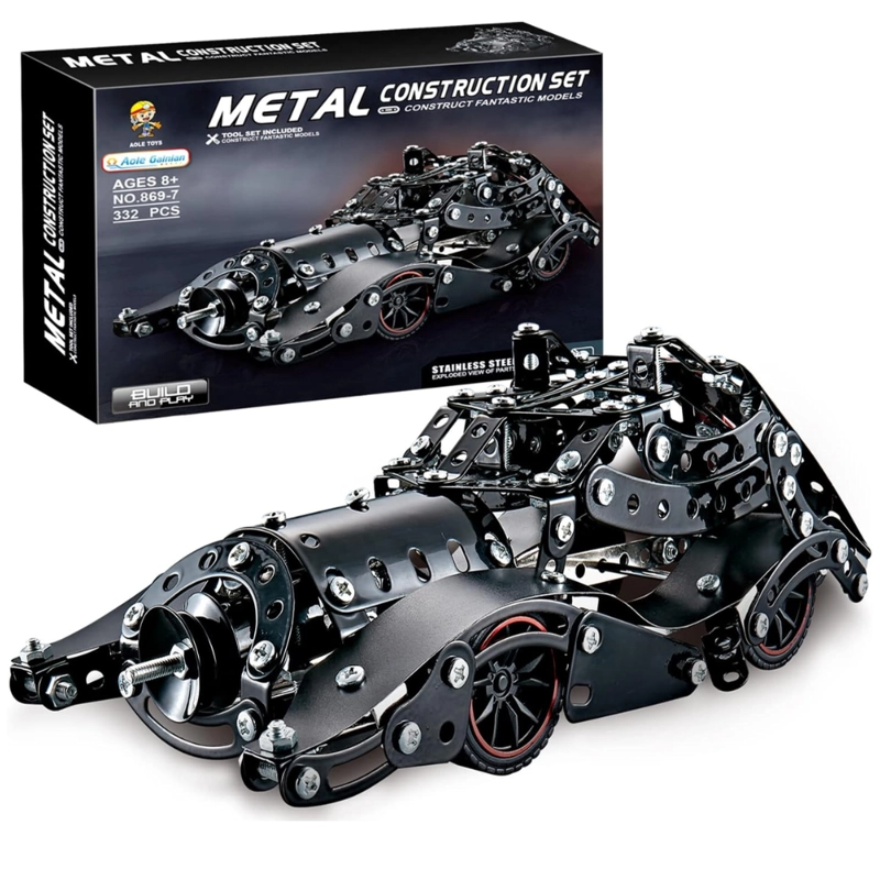 AUTO DEPORTIVO ARMABLE DE METAL 332 PIEZAS CON HERRAMIENTAS - 1