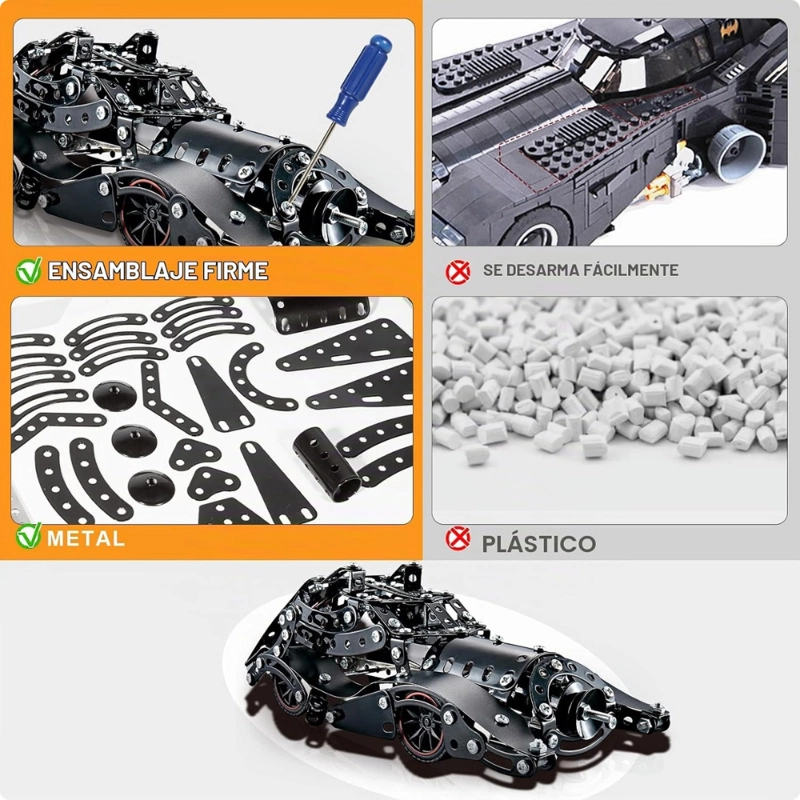 AUTO DEPORTIVO ARMABLE DE METAL 332 PIEZAS CON HERRAMIENTAS - 3