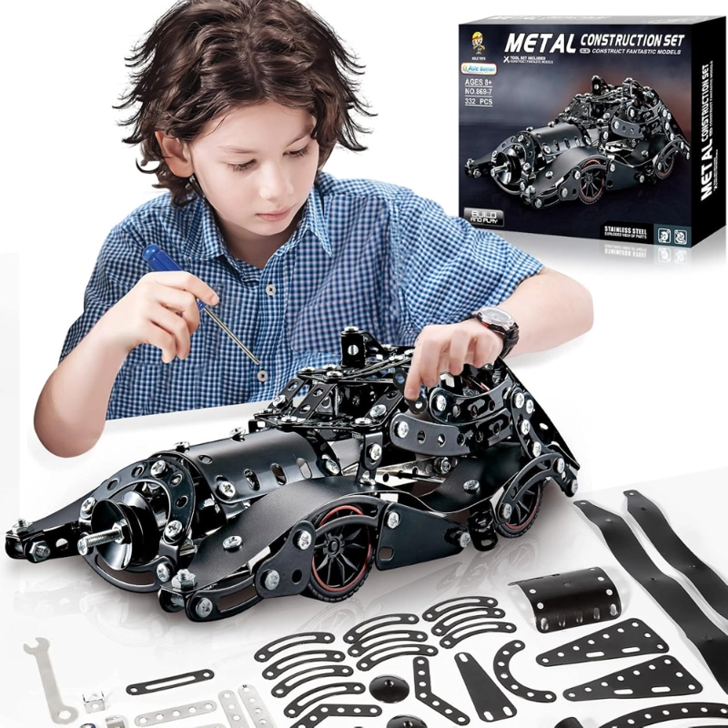 AUTO DEPORTIVO ARMABLE DE METAL 332 PIEZAS CON HERRAMIENTAS - 5