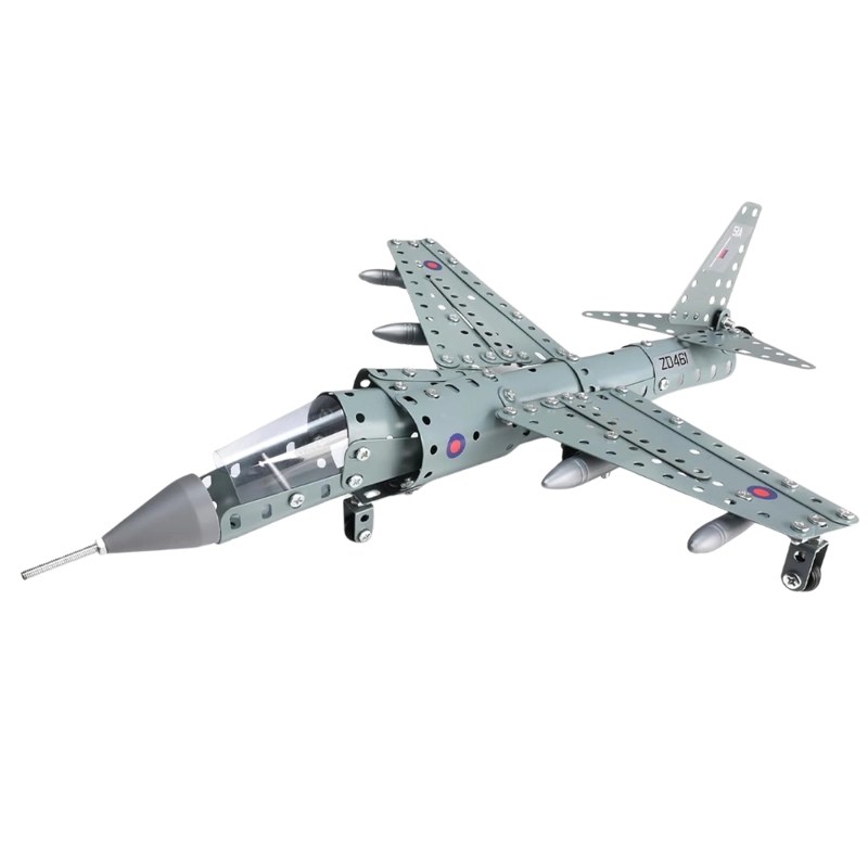 AVION DE COMBATE ARMABLE DE METAL 227 PIEZAS CON HERRAMIENTAS - 1