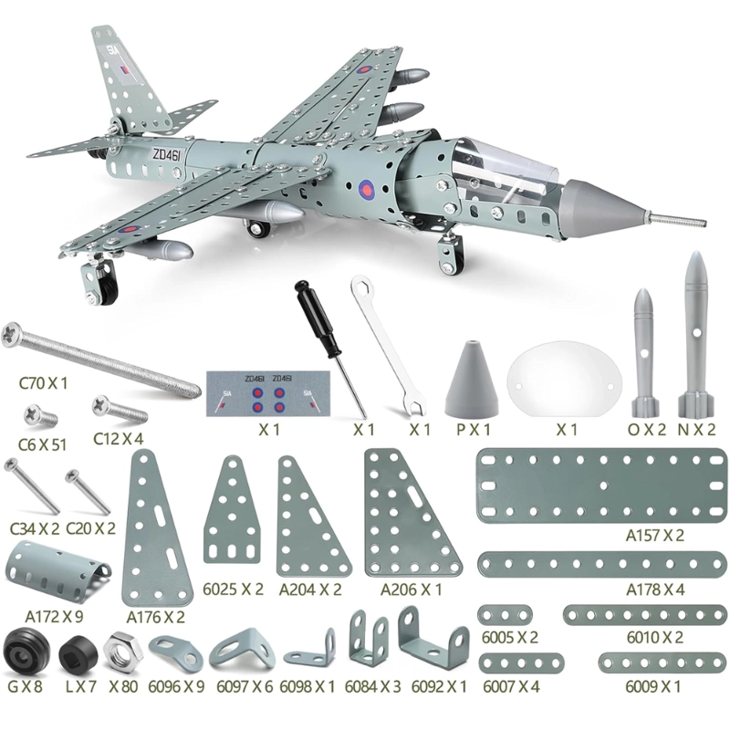 AVION DE COMBATE ARMABLE DE METAL 227 PIEZAS CON HERRAMIENTAS - 2