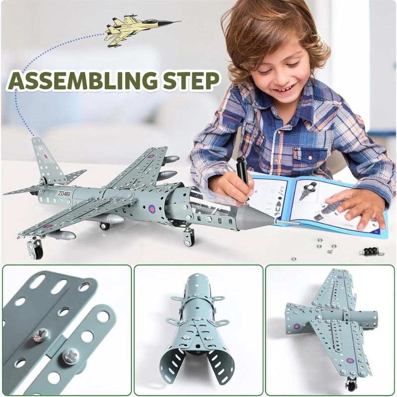 AVION DE COMBATE ARMABLE DE METAL 227 PIEZAS CON HERRAMIENTAS - 3