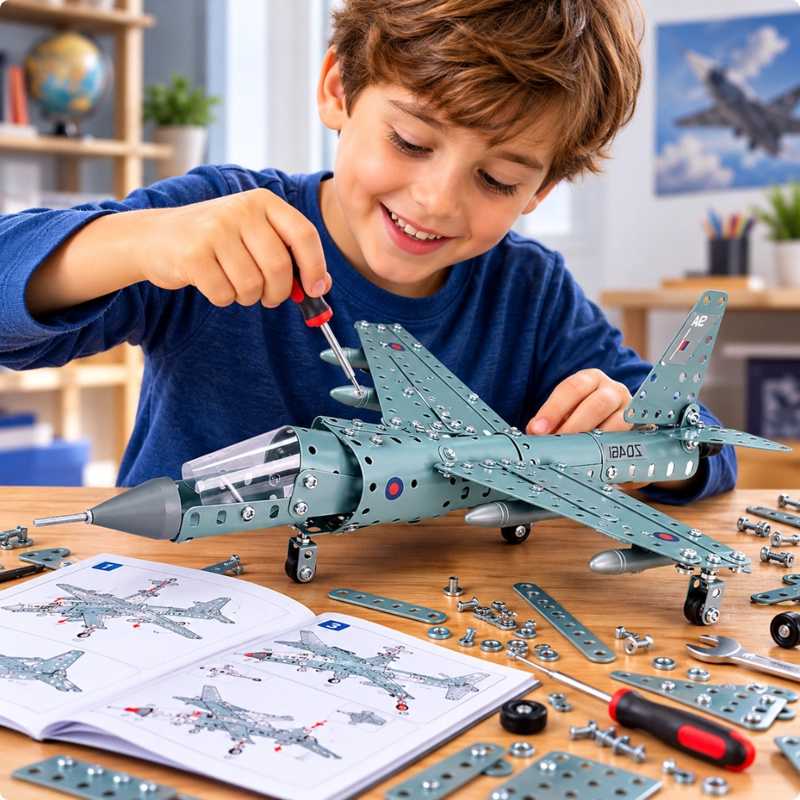 AVION DE COMBATE ARMABLE DE METAL 227 PIEZAS CON HERRAMIENTAS - 4