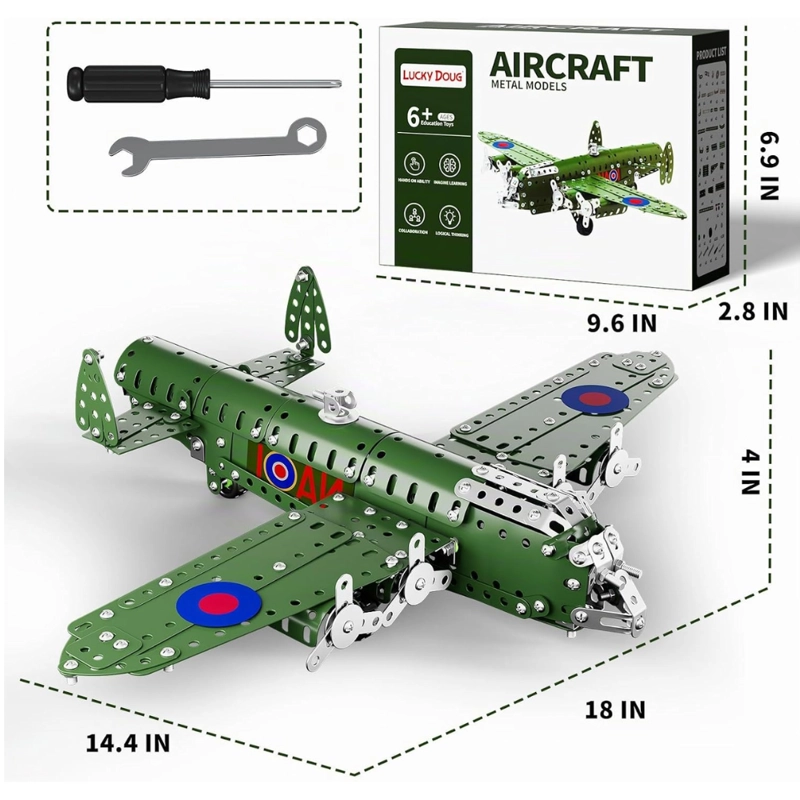 AVION MILITAR ARMABLE DE METAL 389 PIEZAS CON HERRAMIENTAS - 4