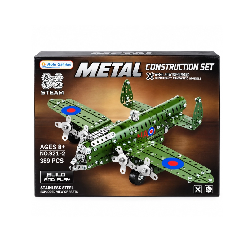 AVION MILITAR ARMABLE DE METAL 389 PIEZAS CON HERRAMIENTAS - 6