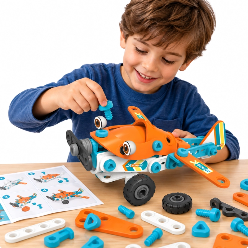 AVION ARMABLE INFANTIL PUZZLE ASSEMBLY CON HERRAMIENTAS JUEGO EDUCATIVO - 3