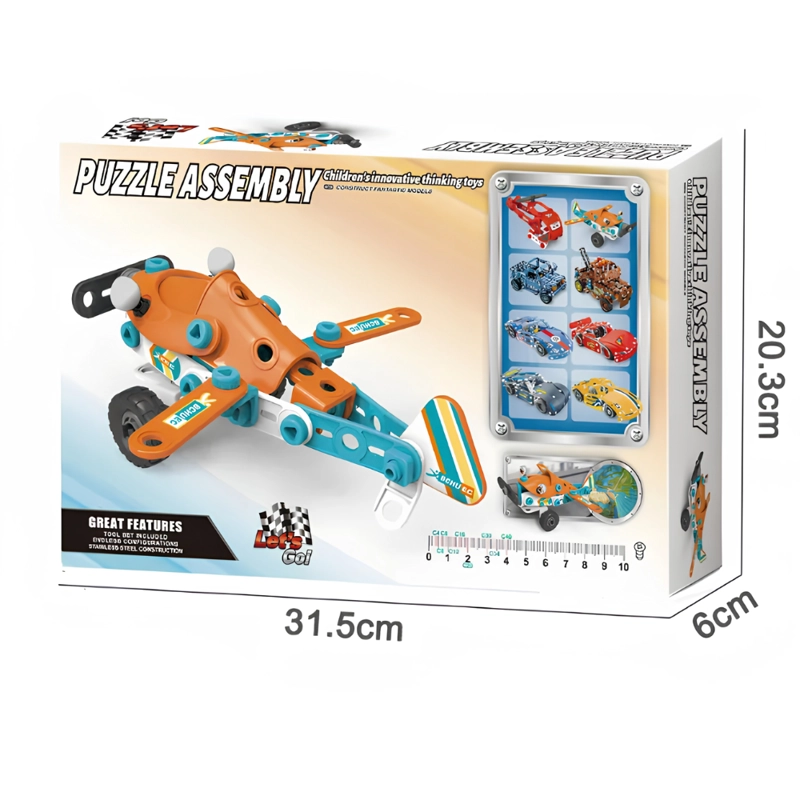 AVION ARMABLE INFANTIL PUZZLE ASSEMBLY CON HERRAMIENTAS JUEGO EDUCATIVO - 5