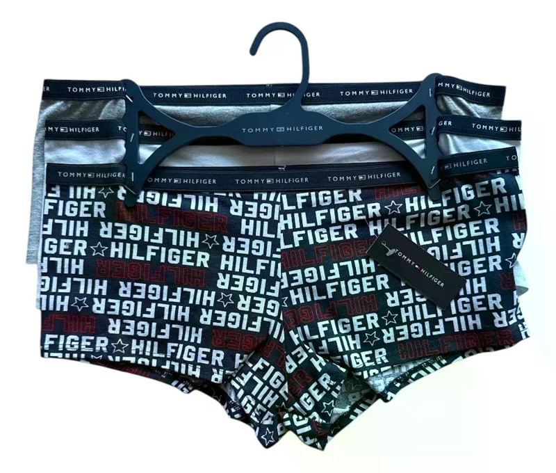 PANTALETAS TOMMY HILFIGER PACK X 3 DE ALGODON AZUL Y BLANCO ESTAMPADO L - 1