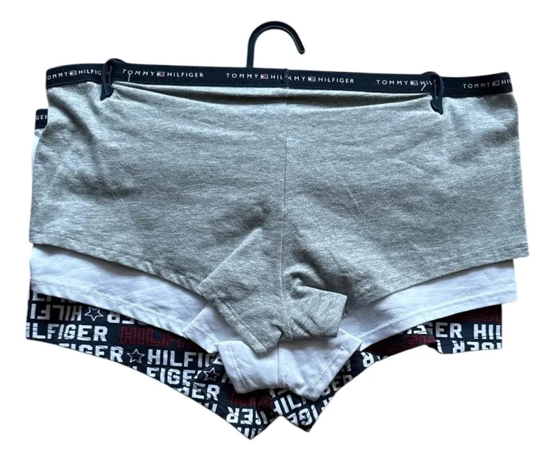 PANTALETAS TOMMY HILFIGER PACK X 3 DE ALGODON AZUL Y BLANCO ESTAMPADO L - 2