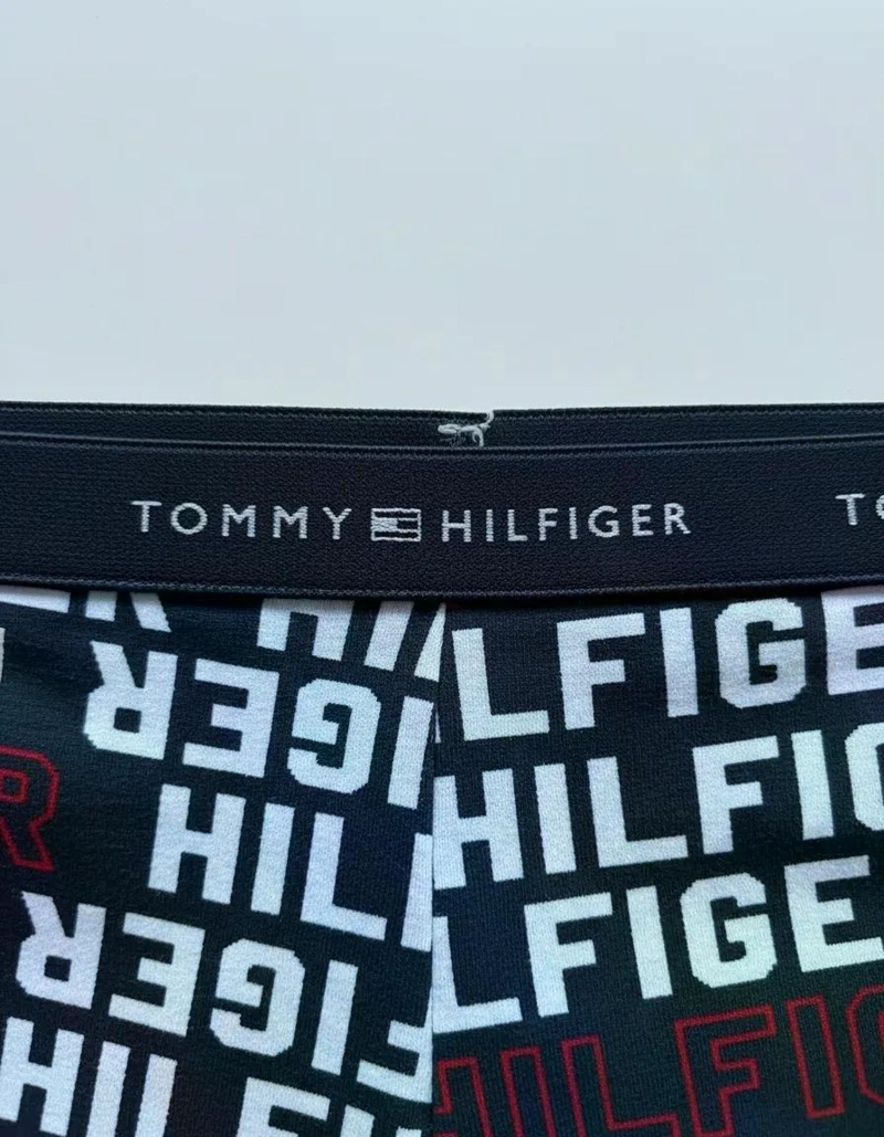 PANTALETAS TOMMY HILFIGER PACK X 3 DE ALGODON AZUL Y BLANCO ESTAMPADO L - 3