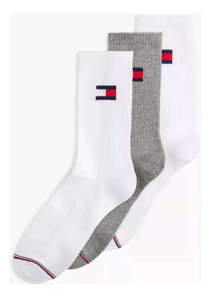 PACK X 3 CALCETAS TOMMY HILFIGER ADULTOS COLORES BLANCA/GRIS 39-46 - 1